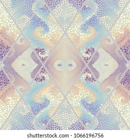 Seamless background pattern. Mosaic art pattern of rhombuses of different tile textures.
