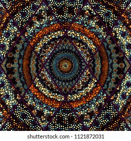 Seamless background pattern. Mosaic art pattern of rhombuses of different tile textures.