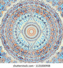 Seamless background pattern. Mosaic art pattern of rhombuses of different tile textures. Vector image.