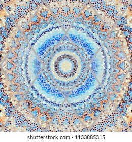 Seamless background pattern. Mosaic art pattern of rhombuses of different tile textures. Vector image.