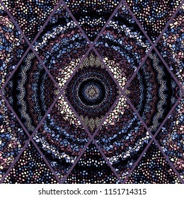 Seamless background pattern. Mosaic art pattern of rhombuses of different tile textures.