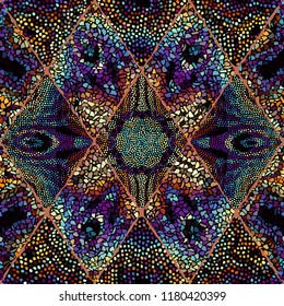 Seamless background pattern. Mosaic art pattern of rhombuses of different tile textures.