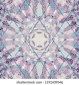 Seamless background pattern. Mosaic art pattern of rhombuses of different tile textures.