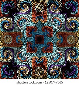 Seamless background pattern. Mosaic art pattern of rhombuses of different tile textures.