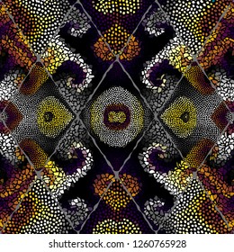 Seamless background pattern. Mosaic art pattern of rhombuses of different tile textures.