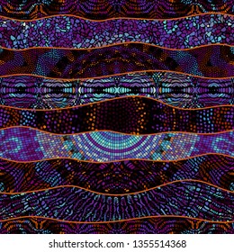 Seamless background pattern. Mosaic art pattern of wavy shapes. Vector image.