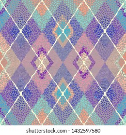 Seamless background pattern. Mosaic art pattern of rhombuses of different tile textures.