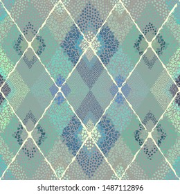 Seamless background pattern. Mosaic art pattern of rhombuses of different tile textures.