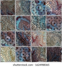Seamless background pattern. Mosaic art pattern. Block design of squares. Vector image.