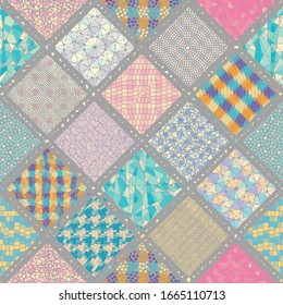 Nahtloses Hintergrundmuster. Mosaikkunst Muster im Blockdesign-Stil. Vektorillustration-Bild.