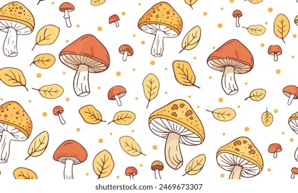 seamless background pattern with mushrooms vector