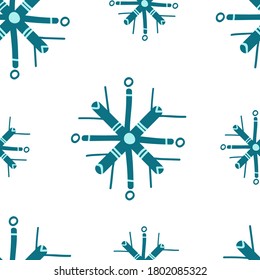 Seamless background with a pattern of New Year's winter drawn snowflakes in ethno style. Vector stock illustration in cute cartoon style.