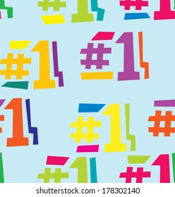 Seamless background pattern of number one in different colors
