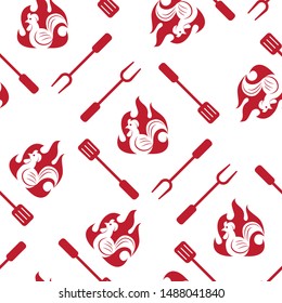 Seamless background pattern on the roasted chicken theme icon vector logo