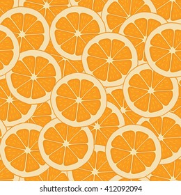 Seamless background pattern orange. Many fruits vector