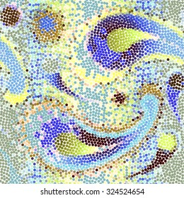 Seamless background pattern. Paisley mosaic of circles.