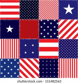 Seamless background pattern. Patchwork of american flag