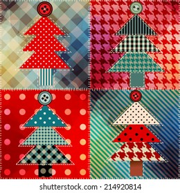 Seamless background pattern. Patchwork with the Christmas tree.