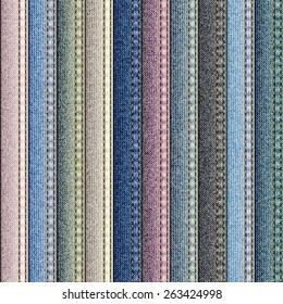 Seamless background pattern. Patchwork with denim fabric patches.