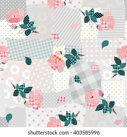 Seamless background pattern. Patchwork with a grunge effect.