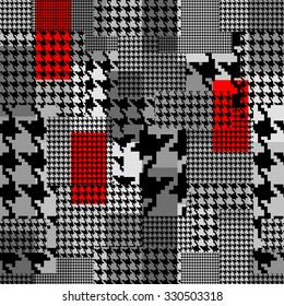 Seamless background pattern. Patchwork of hounds-tooth style patterns.