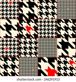 Seamless background pattern. Patchwork of hounds-tooth's style patterns.