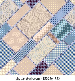 Seamless background pattern. Patchwork pattern in indian style. Vector image