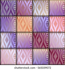 Seamless background pattern. Patchwork with satin fabric patches.