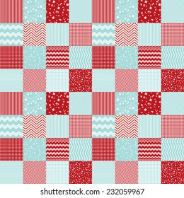 Seamless background pattern. Pattern in patchwork style Merry Christmas. 