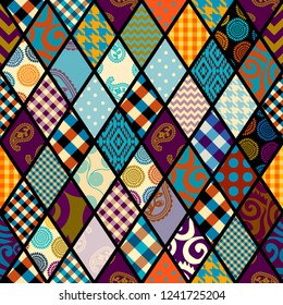 Seamless background pattern. Patchwork pattern. Vector image.