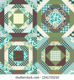 Seamless background pattern. Patchwork pattern. Vector image.