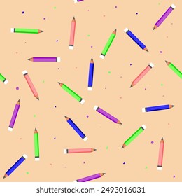 Seamless background pattern of pencils. Back to school, teacher's day, love of knowledge. Vector illustration EPS10