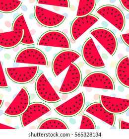 seamless background pattern of pieces of watermelon. vector illustration.