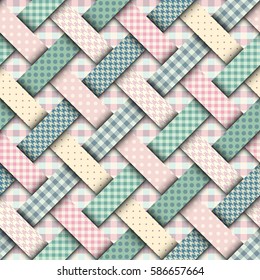 Seamless background pattern. Pink patchwork in a Shabby chick style.