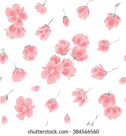 Seamless background pattern - pink Sakura blossom - Japanese flowering cherry - symbol of spring