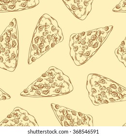 Seamless background with a pattern of pizza