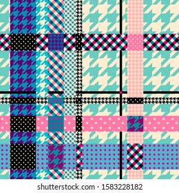 Seamless background pattern. Plaid pattern in patchwork style. Vector image