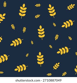 Seamless background pattern of plants and leaves. Banner motif of rice plants