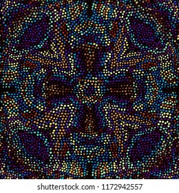 Seamless background pattern. Random mosaic art tile pattern. Random polka dot.