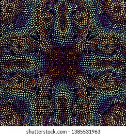 Seamless background pattern. Random mosaic art tile pattern. Random polka dot.