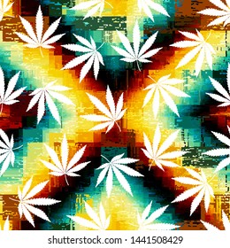 Seamless background pattern. Rastafarian pattern on grunge background.