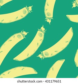Seamless background with a pattern of raw fresh pea pod