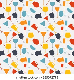 Seamless background pattern of retro alcoholic glass.