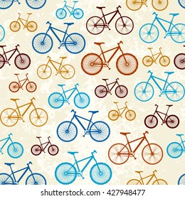Seamless background pattern. Pattern of retro bicycles