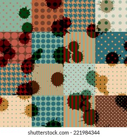 Seamless background pattern. Retro patchwork with blobs.