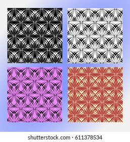 Seamless background pattern in retro style. Wrapping paper, wallpaper, fabric swatch. Black and white vector illustration.
