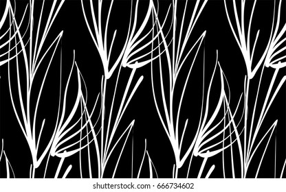 Seamless background pattern in retro style. Wrapping paper, wallpaper, fabric swatch. Black and white vector illustration.