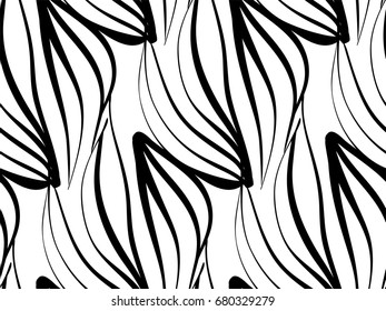 Seamless background pattern in retro style. Wrapping paper, wallpaper, fabric swatch. Black and white vector illustration.
