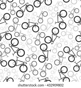 Seamless background pattern with road bikes. White gray black version. Vector.