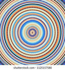 Seamless background pattern. Round decorative geometric mosaic art tile pattern. Vector image.